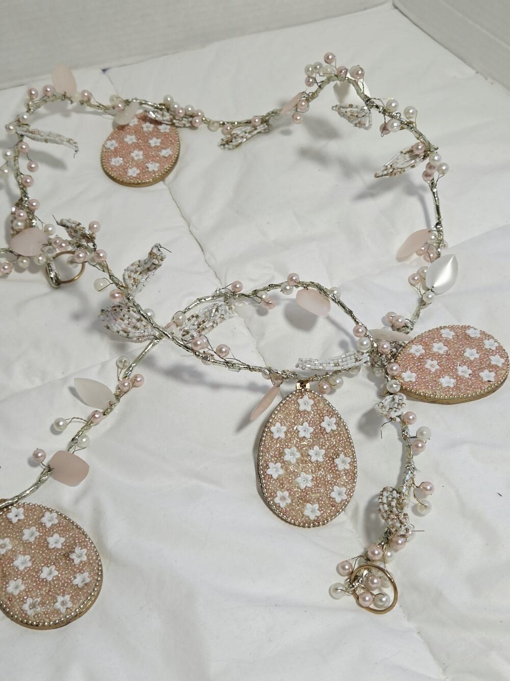 CUPCAKES AND CASHMERE Easter Eggs GARLAND Beaded Faux Pearls Shimmer Holiday